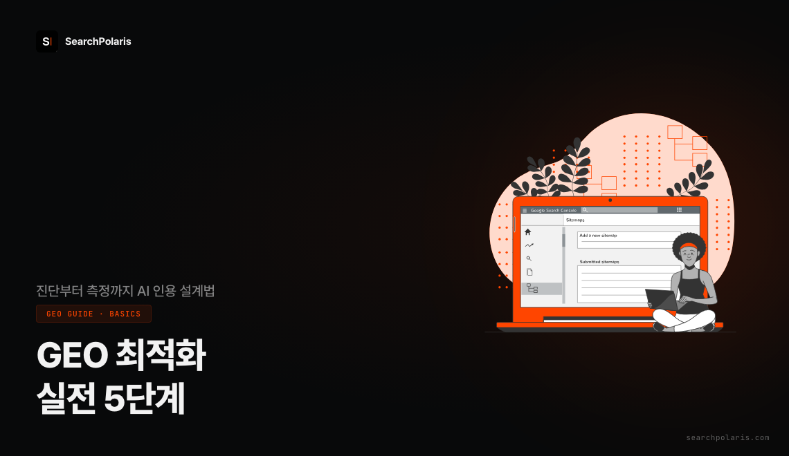 GEO 최적화 실전 3-Tier 프레임워크. 엔티티·토픽 설계, 온드미디어 최적화, 외부 권위 구축과 상시 운영 레이어. 서치폴라리스 2026.05