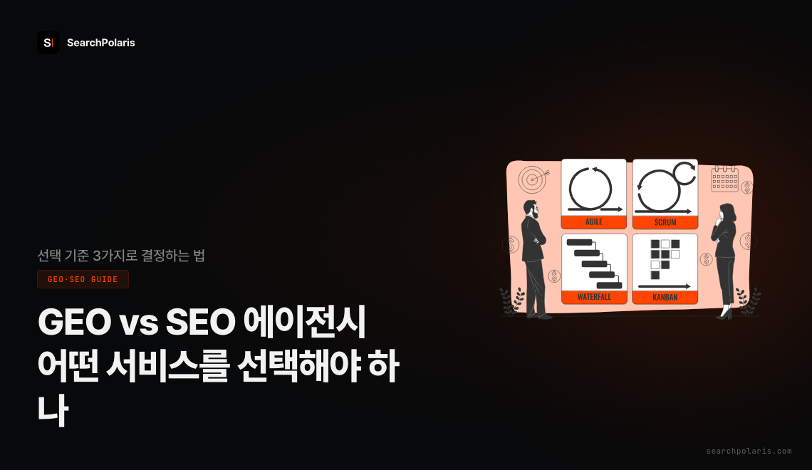 GEO 에이전시 vs SEO 대행사 선택 기준 3가지: 오가닉 트래픽 규모·AI 인용 공백·측정 방법론 보유 여부 | 서치폴라리스 2026