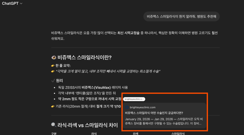 챗지피티 브랜드 노출 예시 1