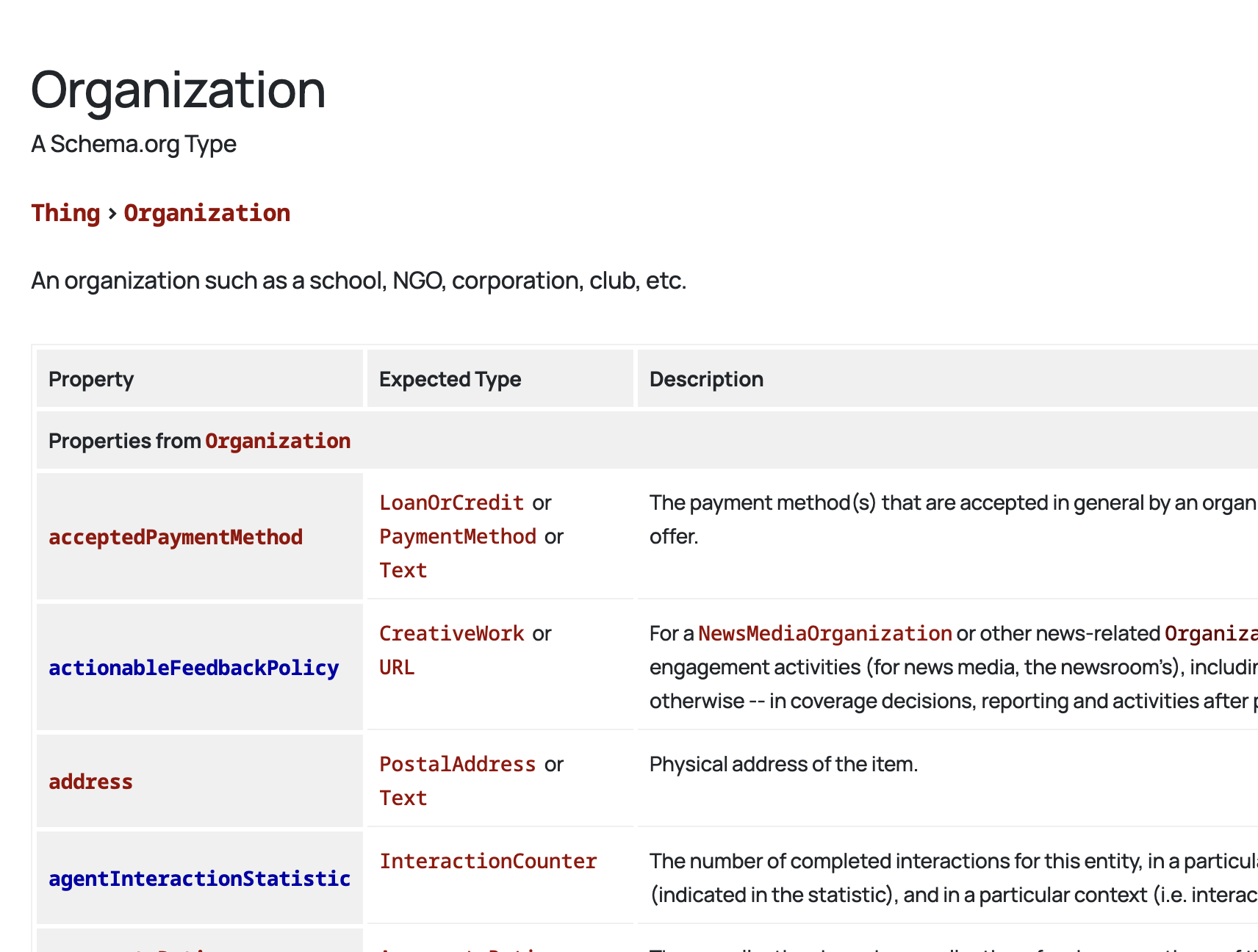 schema.org Organization 스키마 마크업 예시